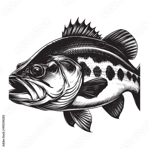 Large Mouth Bass fish vector illustration