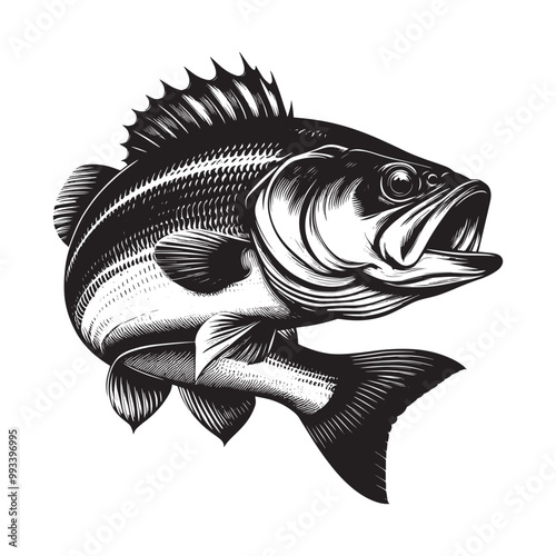 Large Mouth Bass fish vector illustration