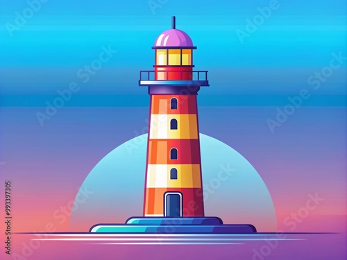 Minimalist Lighthouse Icon Design for Navigation, Maritime, and Coastal Themes in Vector Style photo