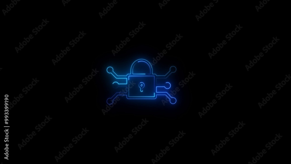 neon glow lock connection line icon neon glow lock connection line icon