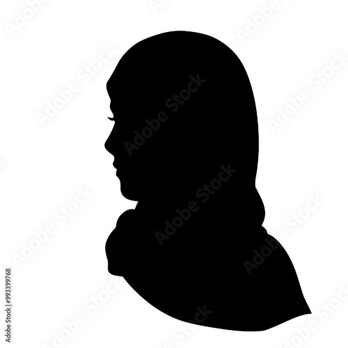 Woman in Hijab Profile View Silhouette Vector Illustration Transparent Background