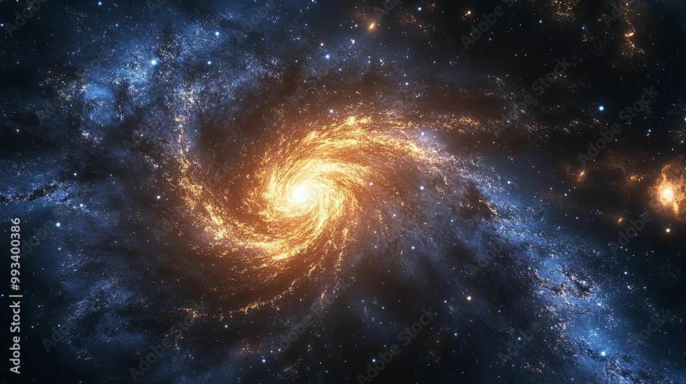 A Glowing Spiral Galaxy in a Starry Night Sky
