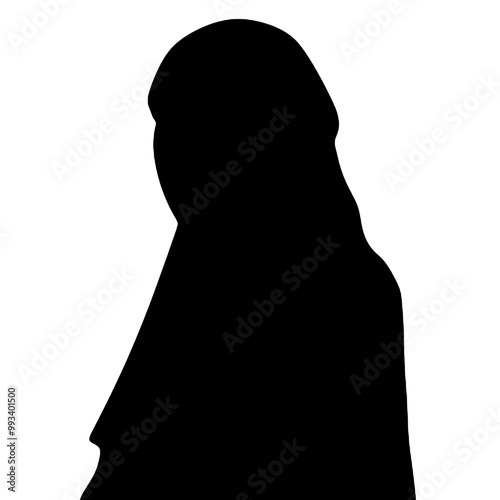 Modern Woman in Hijab Silhouette Vector Illustration Transparent Background