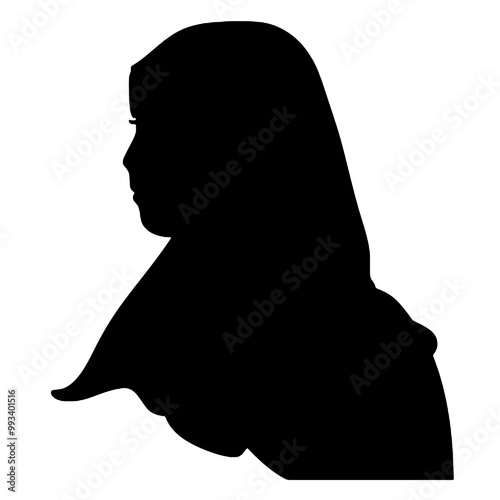 Islamic Woman in Hijab Silhouette Vector Illustration Transparent Background