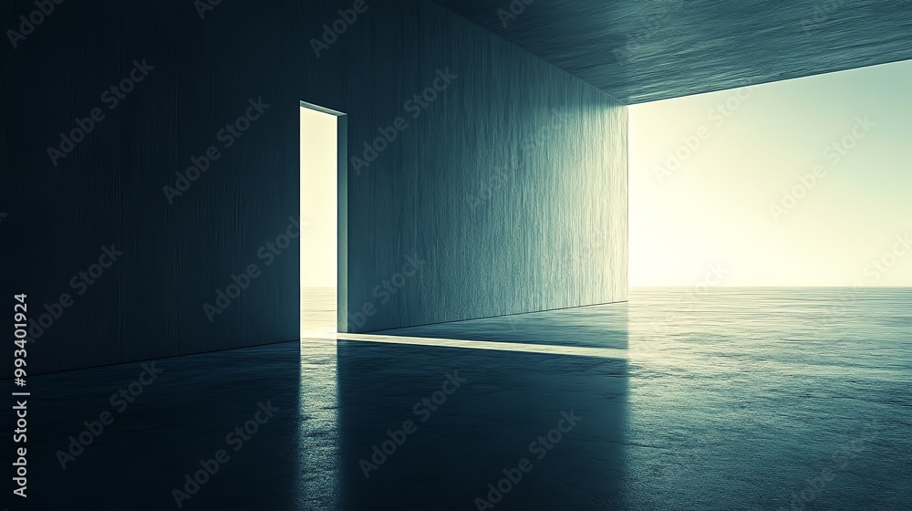 custom made wallpaper toronto digitalModern interior space with an open door and dramatic lighting.