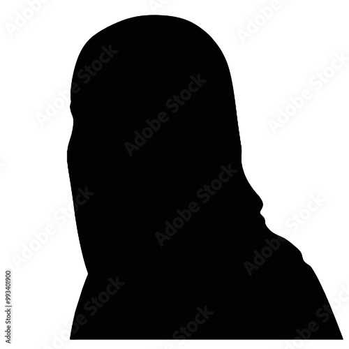 Woman in Hijab Profile Silhouette Vector Illustration Transparent Background