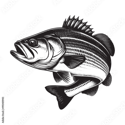 Large Mouth Bass fish vector illustration