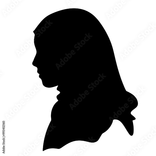 Traditional Woman in Hijab Silhouette Vector Illustration Transparent Background