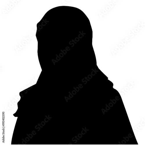 Muslim Woman in Hijab Silhouette Vector Illustration Transparent Background