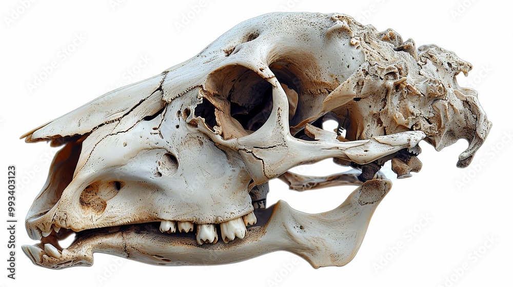 Naklejka premium Close-up of a Camel Skull with Visible Teeth and Jaw