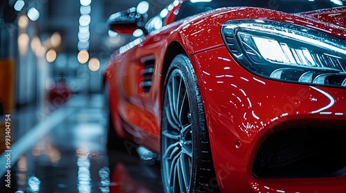 Wallpaper Mural Red Sports Car with Water Droplets on its Body Torontodigital.ca