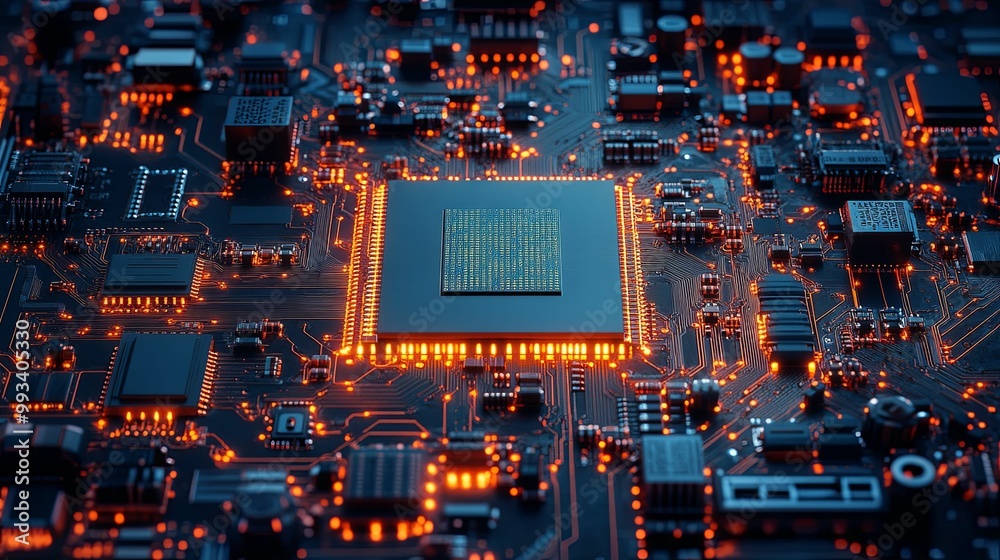 Illuminated Circuit Board with Central Processor Illuminated Circuit Board with Central Processor