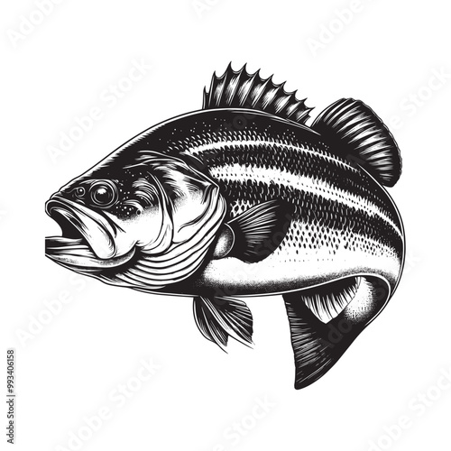 Large Mouth Bass fish vector illustration