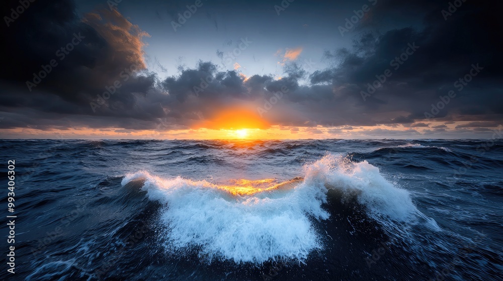 Dramatic Ocean Storm with Dark Clouds and Crashing Waves Dramatic Ocean Storm with Dark Clouds and Crashing Waves