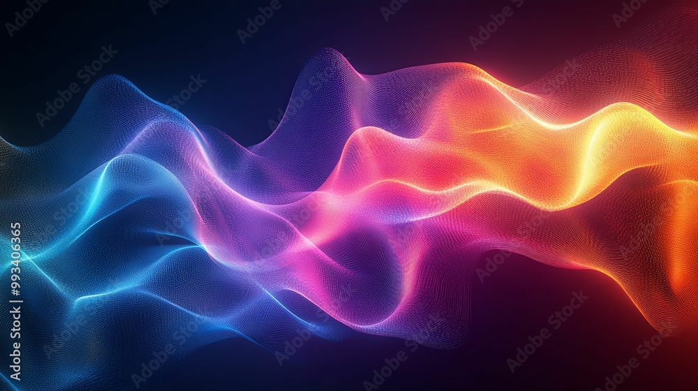 Abstract Glowing Wave with Vibrant Colors on Dark Background Abstract Glowing Wave with Vibrant Colors on Dark Background