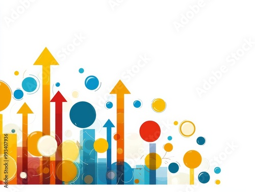 Colorful arrows and circles on a white background, symbolizing growth and progress.