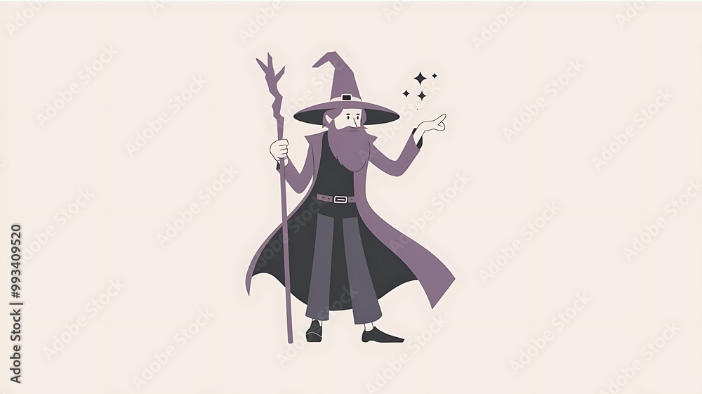 Set of Six Wizard Silhouettes for Fantasy and Halloween Designs Set of Six Wizard Silhouettes for Fantasy and Halloween Designs