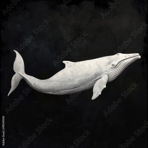 White whale on black isolated background. Huge marine animal photo