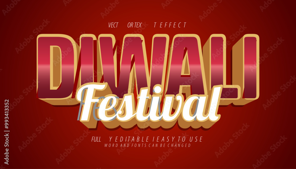 3d editable diwali text effect graphic style template