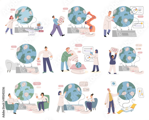 Scientific experiment. Vector illustration. Experts in their fields provide valuable insights and expertise in scientific research Research is systematic process inquiry and investigation in field