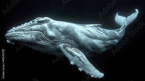 White whale on black isolated background. Huge marine animal photo