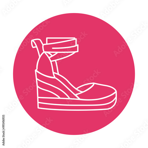 Wedge espadrilles black line icon. Summer clothes.