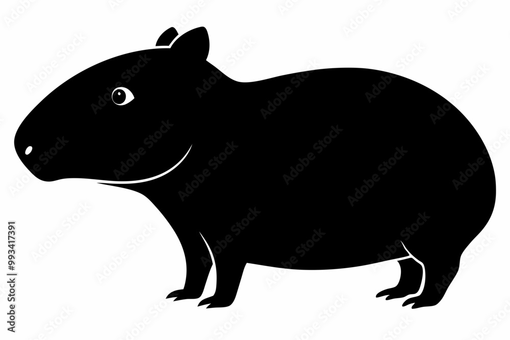 Fototapeta premium Сapybara Silhouette, Сapybara Animal Vector illustration 