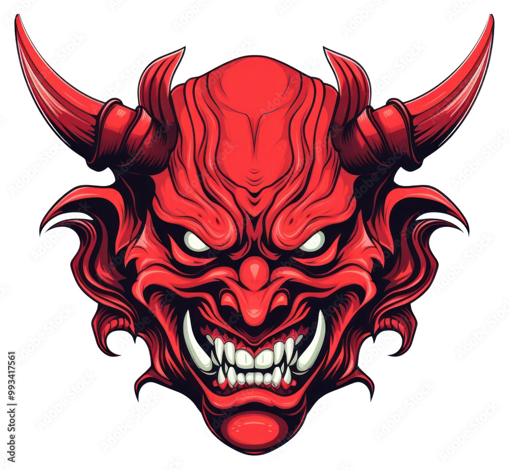 PNG Japanese Demon Oni Mask Logo Design vector illustration mask representation creativity.