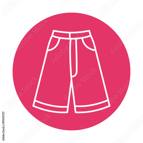 Bermuda shorts black line icon. Summer clothes.