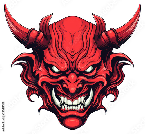 PNG Japanese Demon Oni Mask Logo Design vector illustration mask representation creativity.