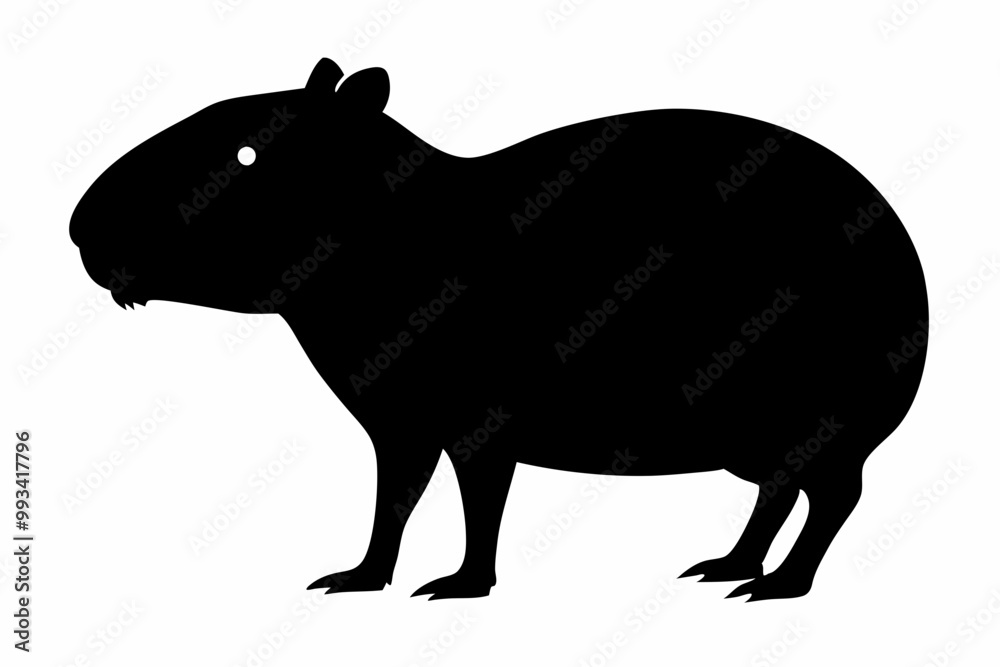 Fototapeta premium Сapybara Silhouette, Сapybara Animal Vector illustration 