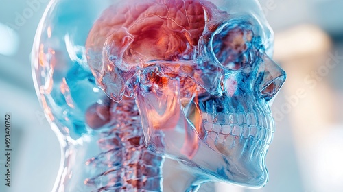 Human Skull Anatomy: Transparent 3D Rendering