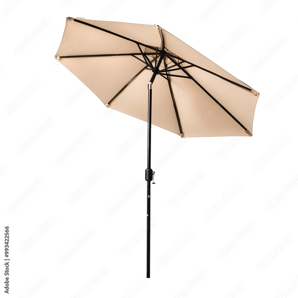 Beige patio umbrella opened wide isolated on transparent background Beige patio umbrella opened wide isolated on transparent background