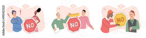 Refuse vector illustration. Sometimes its necessary to decline certain opportunities in order to prioritize personal well being Disapproval someones choices or actions can strain relationships