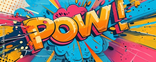 Wallpaper Mural Playful pop art background featuring "POW!" Bold patterns, Dynamic visuals, Colorful vector Torontodigital.ca
