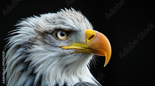 Portrait of White-headed Eagle on black isolated background