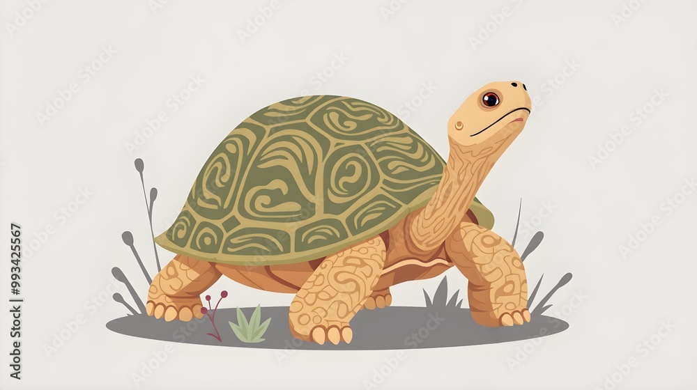 Naklejka premium Wise Tortoise with Flowing Shell