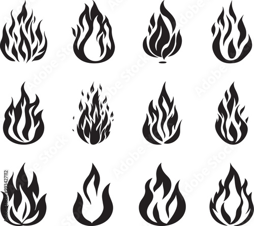 Collection of Fire vector silhouette