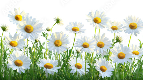 Floral Border Featuring Bright Daisy Flowers in a Natural Landscape