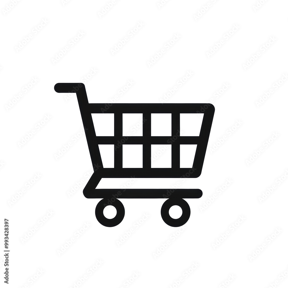 Simple shopping cart icon on a white background for online retail Simple shopping cart icon on a white background for online retail