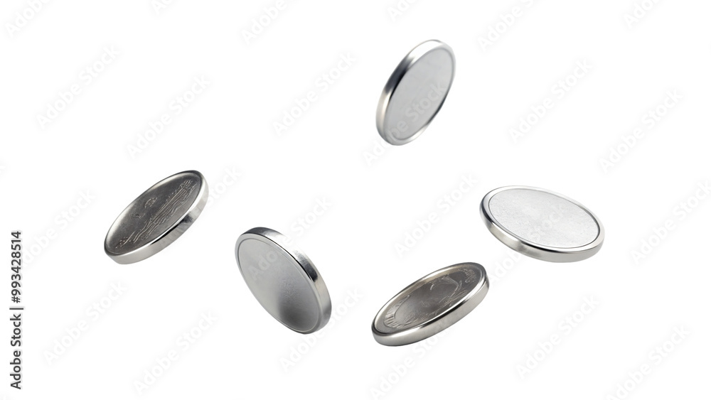 close up of a sliver coins isolated on white close up of a sliver coins isolated on white