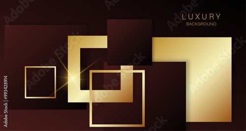 Golden geometric shapes on a rich dark backdrop, conveying luxury and elegance