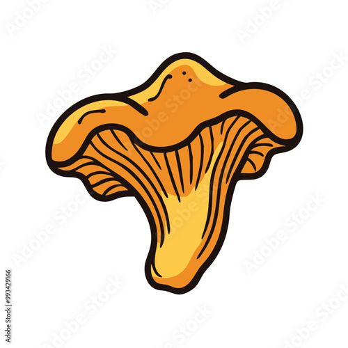 Chanterelle Mushroom Icon in Orange for Autumn Harvest