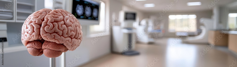 A detailed view of a brain model in a medical facility, emphasizing neuroscience and healthcare innovation. A detailed view of a brain model in a medical facility, emphasizing neuroscience and healthcare innovation.