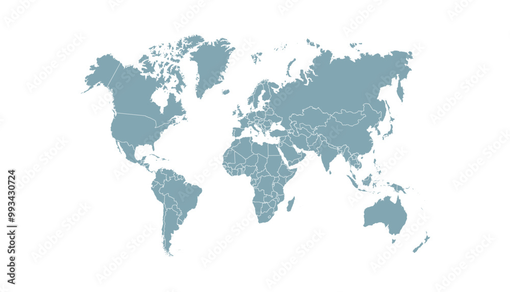World map. Grey modern vector map. Silhouette map World map. Grey modern vector map. Silhouette map