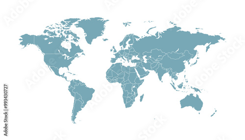 World map. Grey modern vector map. Silhouette map