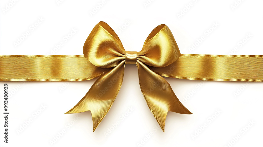 Golden ribbon and bow isolated on white background Golden ribbon and bow isolated on white background