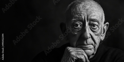 Emotional Black and White Portrait of an Elderly Man – Capturing the Wisdom and Experience of Life