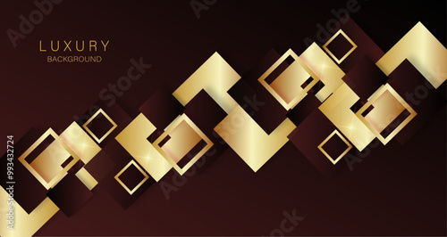 Golden geometric shapes on a rich dark backdrop, conveying luxury and elegance