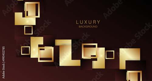 Golden geometric shapes on a rich dark backdrop, conveying luxury and elegance